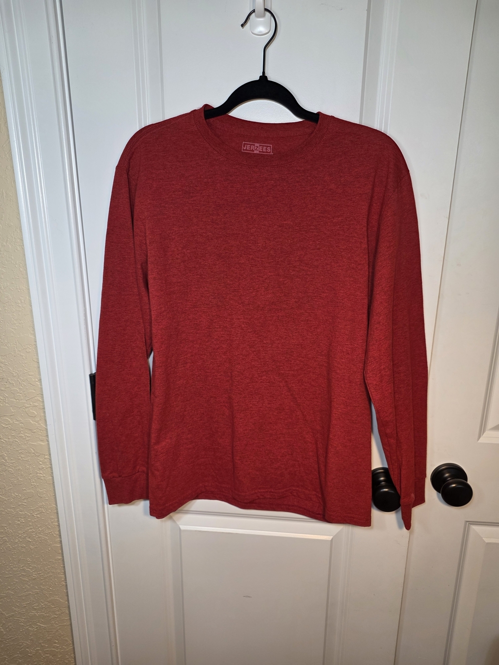 Jerzees Men's Heather Red Crewneck Long Sleeve Sweater